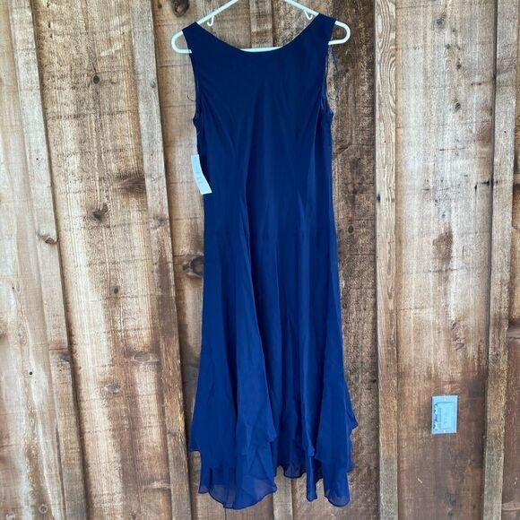 SLNY Beaded Detail Chiffon Tiered Scoop Neck Midi Dress Two Piece Set w/ Jacket - Picture 6 of 16